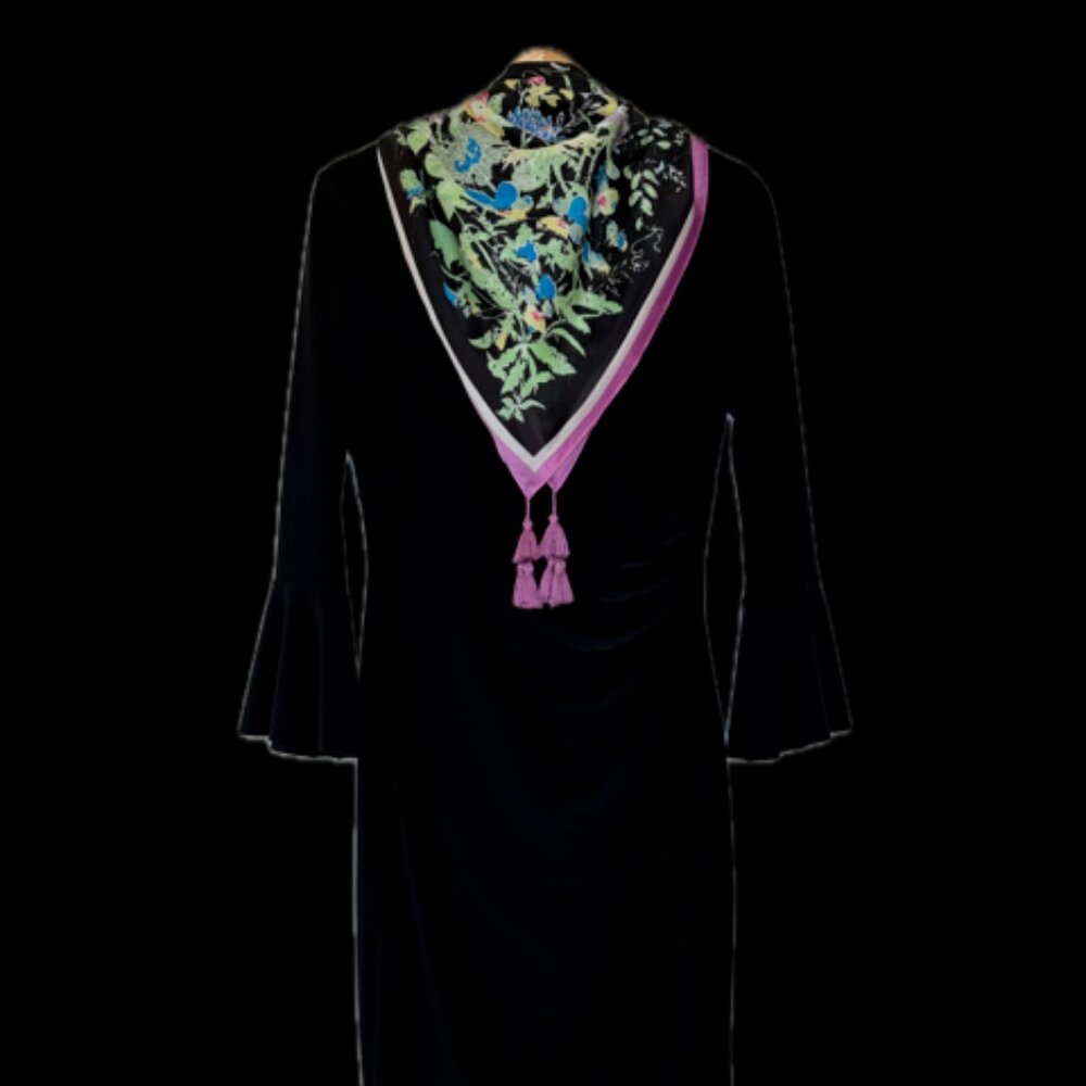 Dress With Scarf, Women, Black by Ralph Lauren, size-4